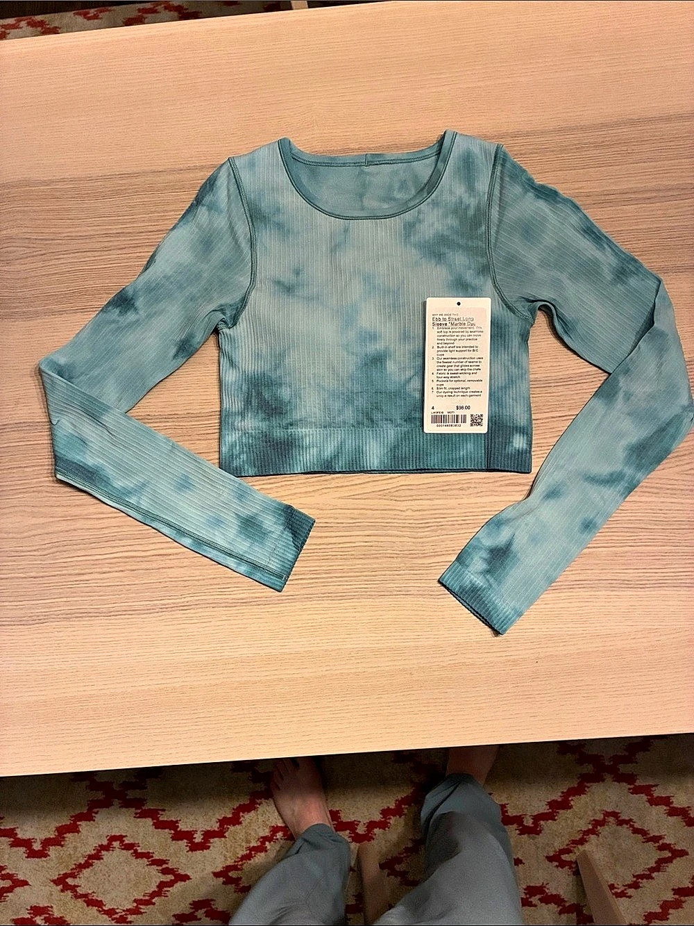 EBBE TO STREET Ebbo to Street Long Sleeve Marble Dye Tie-Dye Crop Top Size 4 NWT